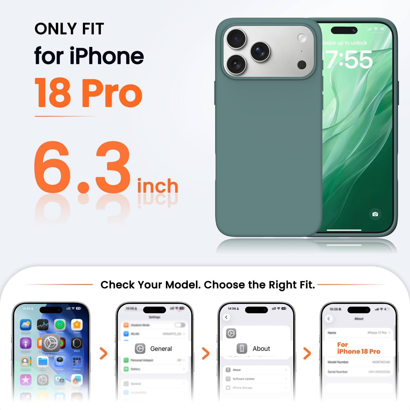 Ornarto for iPhone 18 Pro Case 6.3", Slim Liquid Silicone Soft Gel ...