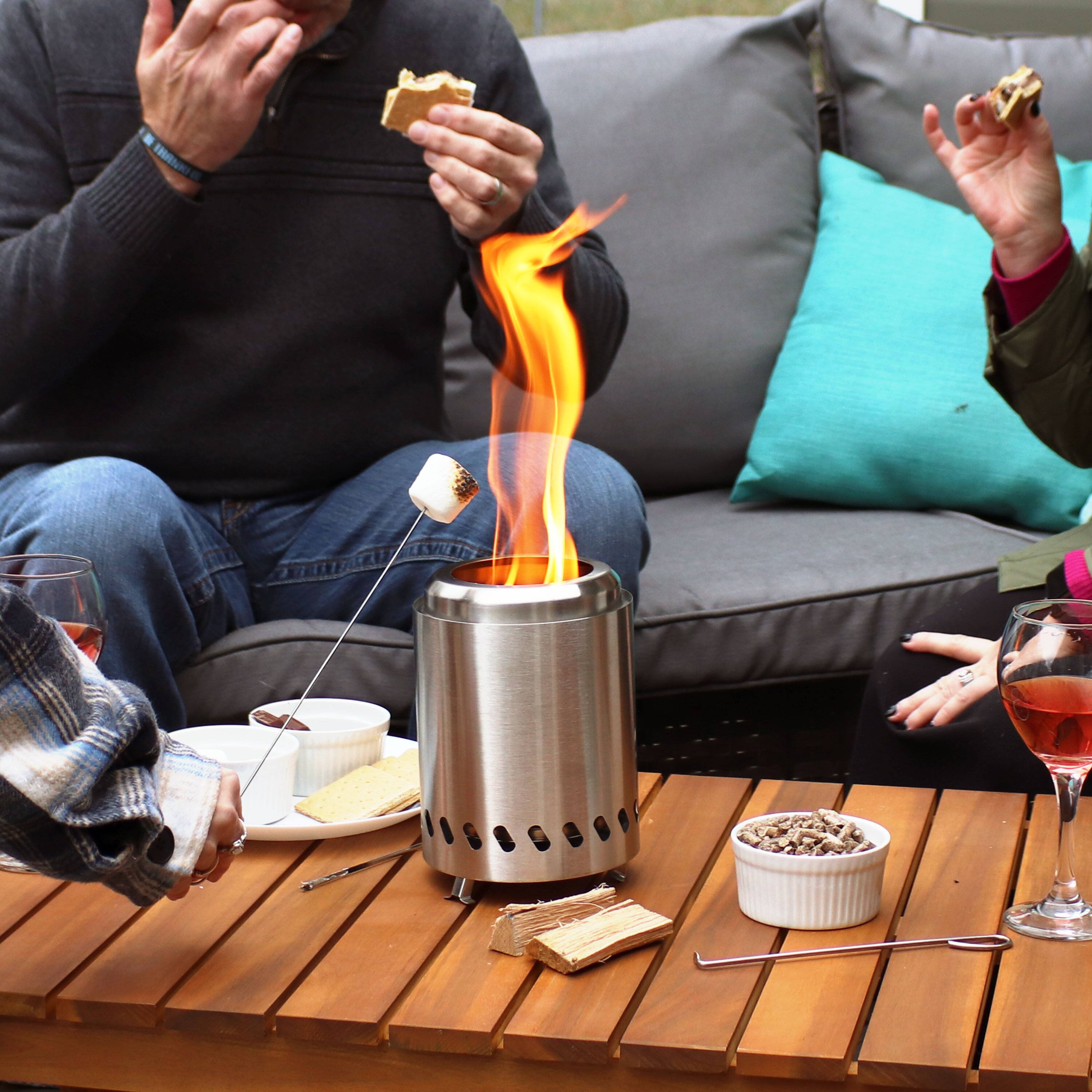 Alt View 4. Sunnydaze - Tabletop Smokeless Fire Pit with Bag and Poker - 5.5 in - Silver.