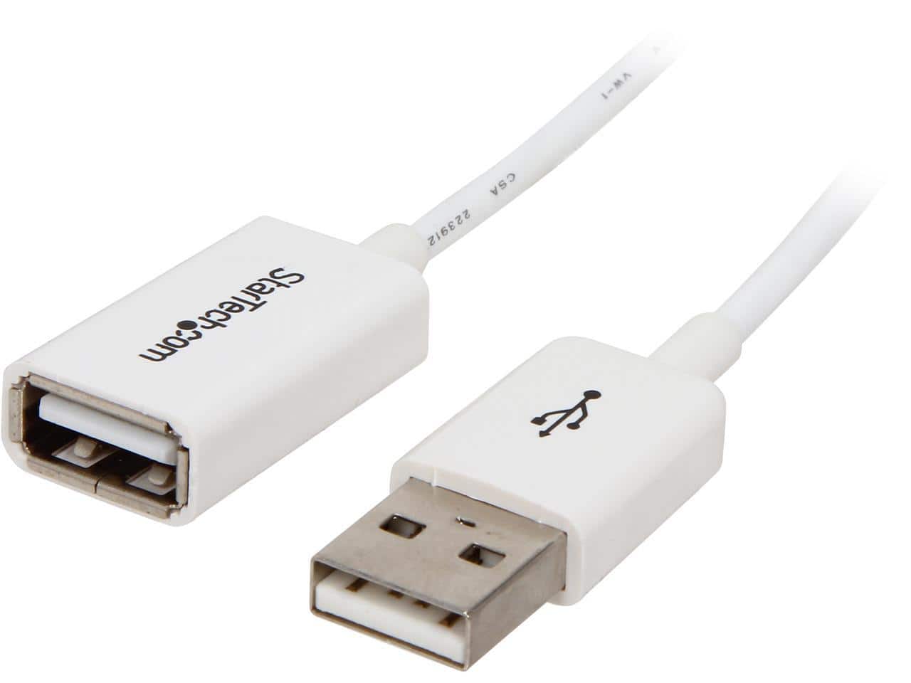 StarTech.com - StarTech USBEXTPAA1MW 3.28 ft White USB 2.0 Extension Cable A to A M-F