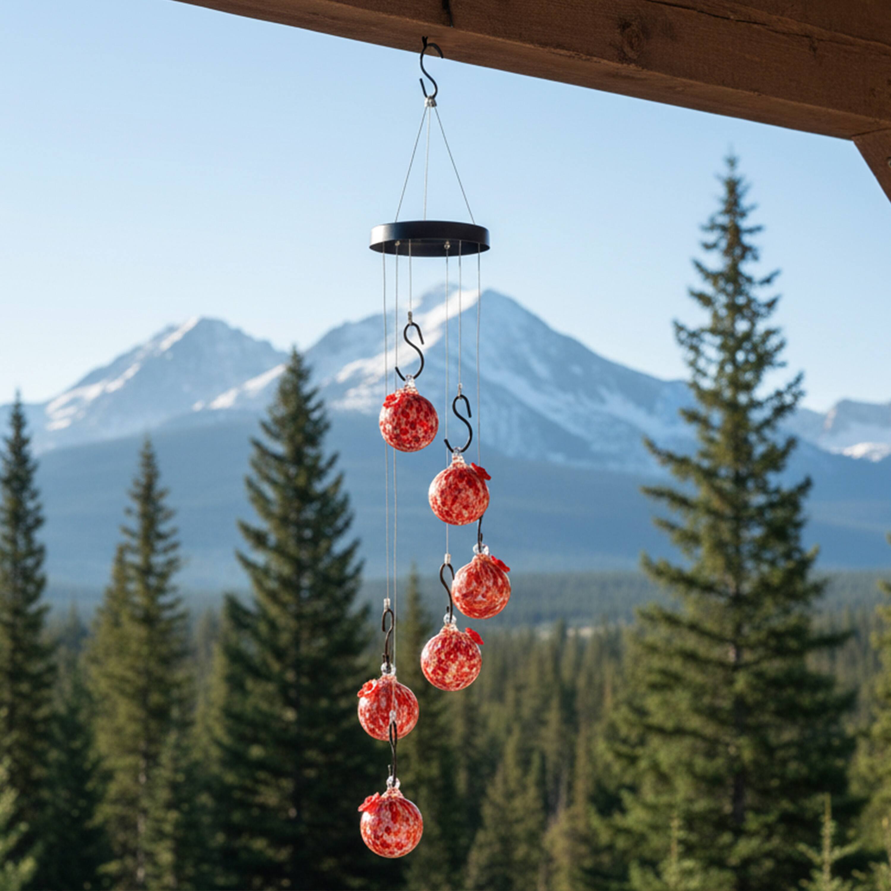 Alt View 5. Sunnydaze - Hand-Blown Glass Hummingbird Feeder Balls - Set of 6 - 30 Ounce - Red.