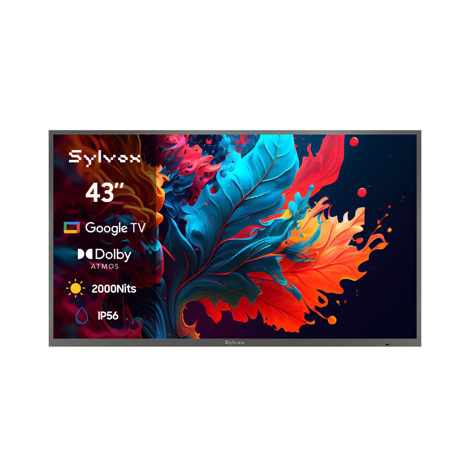 Sylvox - 43" Class Outdoor QLED TV, Pool Pro QLED 3.0, 4K, Full Sun, 2000 Nits, IP56 Waterproof, Google TV, Dolby Atmos