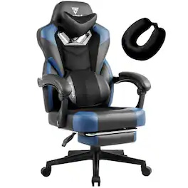 Akoasm - Ergonomic Gaming Chair PRO for Adults, Reclining Office Chair Computer Chair with Footrest, Lumbar Support - Black Blue