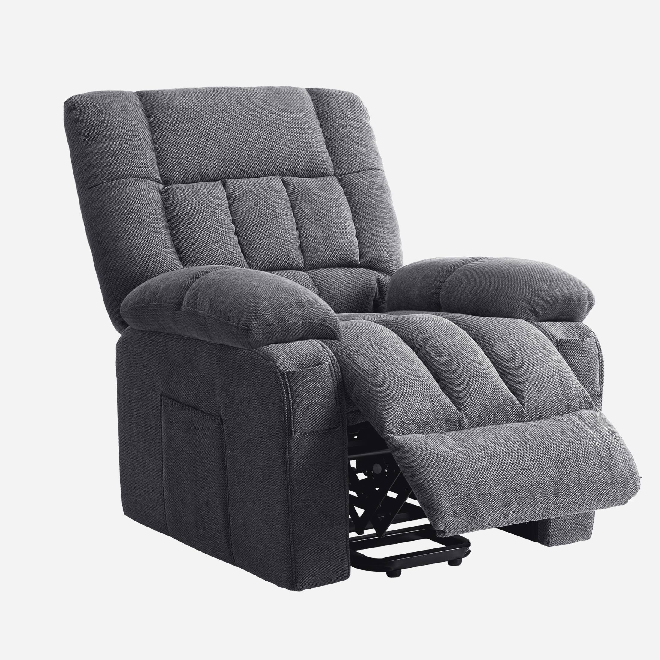 Angle. Bestier - Power Recliner Chair with Massage & Heat, Adjustable Single Sofa with Footrest, Cup Holders & Storage - grey.