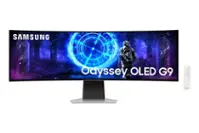 Samsung - 49" Odyssey OLED G9 (G95SD) DQHD 240Hz 0.03ms AMD Prem Pro Curved Smart, Non-Glare Gaming Monitor - SILVER - Front_Zoom