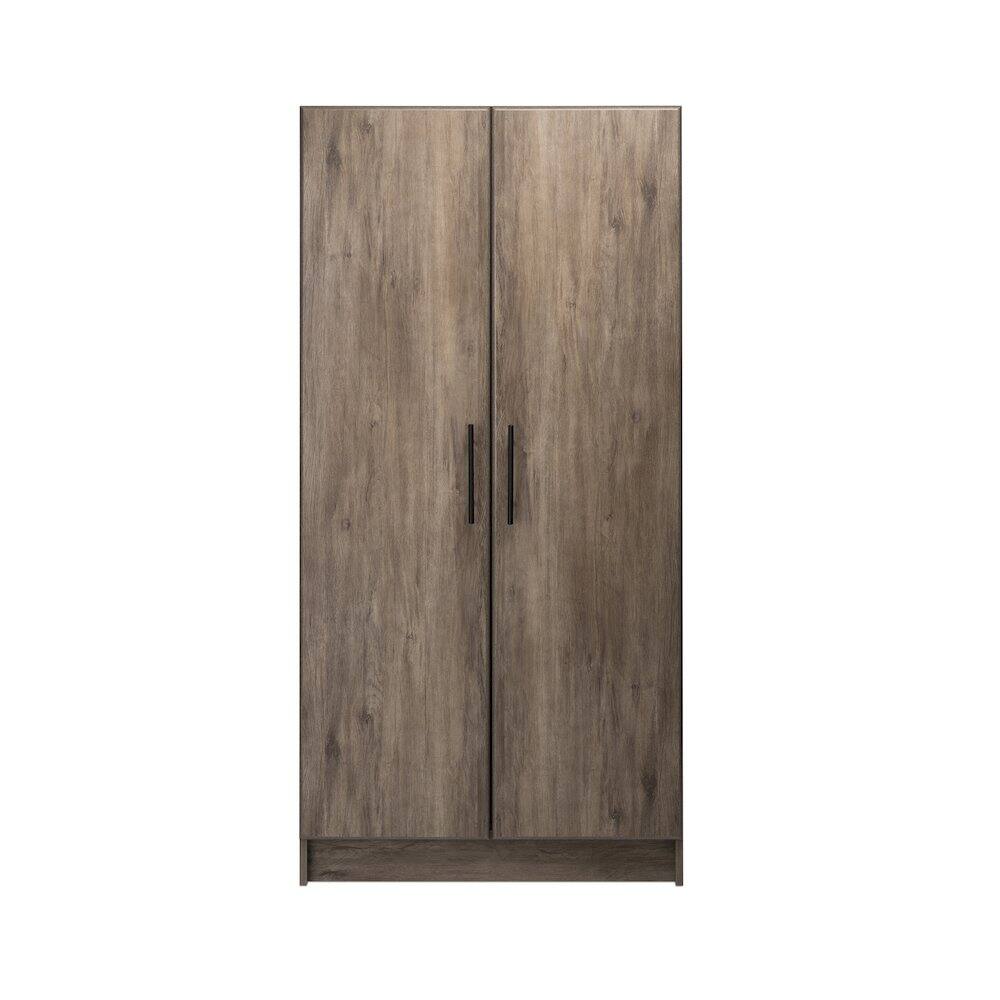 Back. Prepac - Elite 32 inch Wardrobe Cabinet, Drifted Gray - Gray.