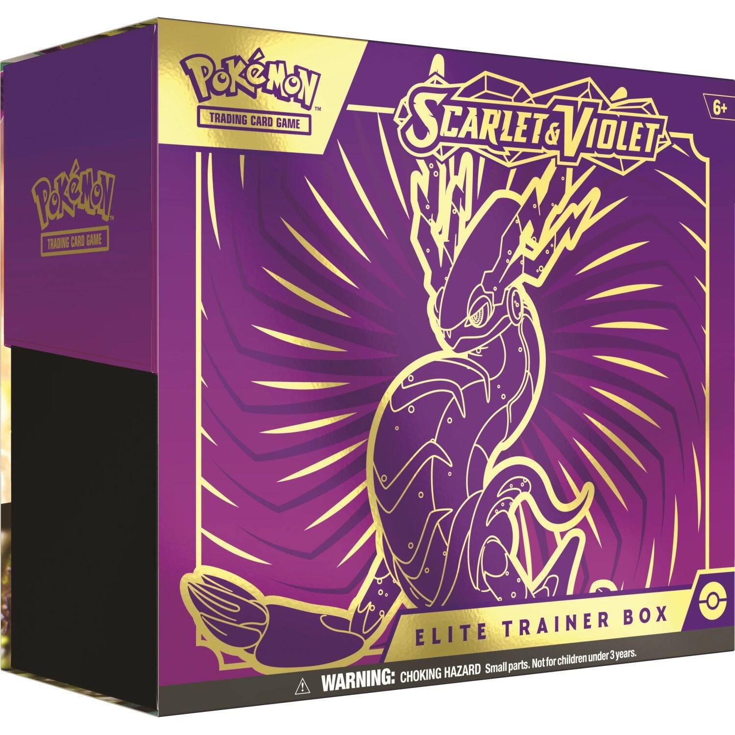 Pokémon Trading Card Game  
Scarlet & Violet  
Elite Trainer Box  

6+  

Warning: Choking Hazard - Small parts. Not for children under 3 years.