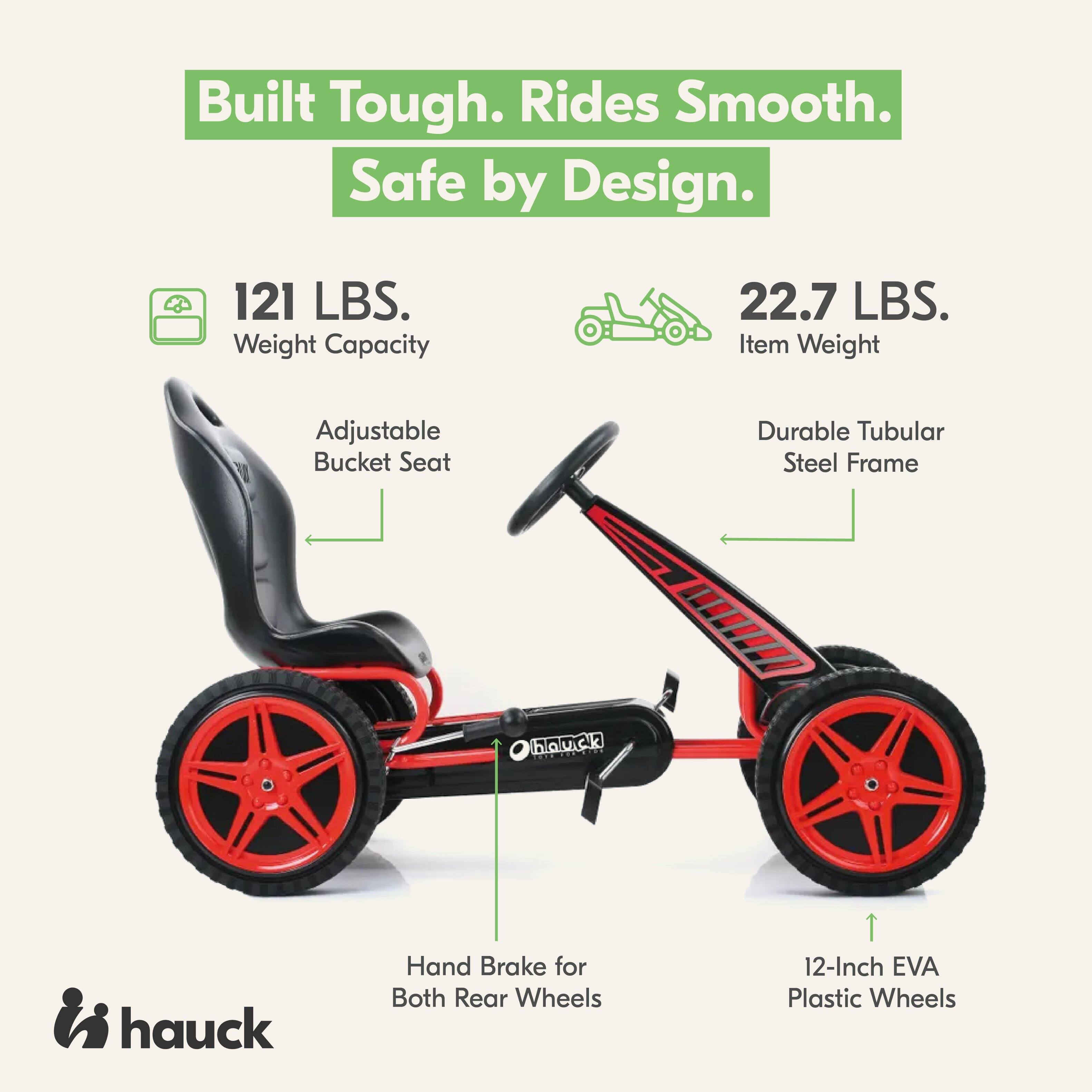 Built Tough. Rides Smooth. Safe by Design.

121 LBS. Weight Capacity
22.7 LBS. Item Weight
Adjustable Bucket Seat
Durable Tubular Steel Frame
Hand Brake for Both Rear Wheels
12-Inch EVA Plastic Wheels