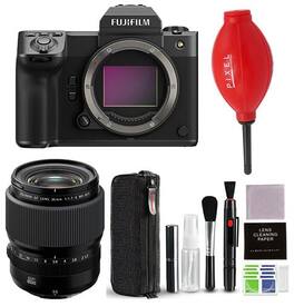 GFX100 II Mirrorless Camera Body w/ Fujifilm GF 55mm F1.7 R WR Lens & Extra Accessories Bundle | Fuji GFX100 II - Black