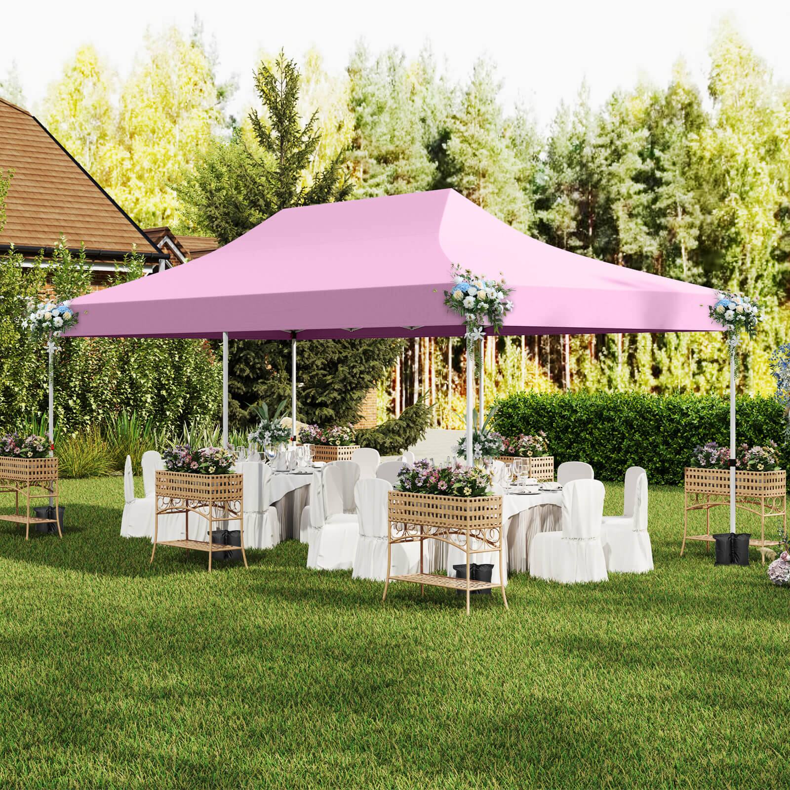 Alt View 1. Costway - Costway 10 x 20FT Pop up Canopy Outdoor Canopy Tent with 6 Sidewalls Carrying Bag - Pink.