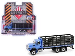 2018 International WorkStar Platform Stake Truck "S.D. Trucks" Series 19 1/64 Diecast Model Car by Greenlight - Blue