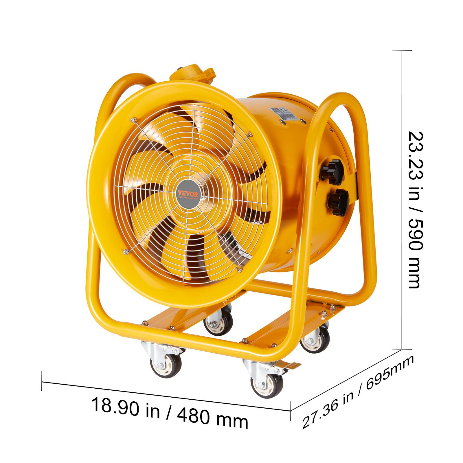 VEVOR TOUATO CHOTREL  
18.90 in / 480 mm  
23.23 in / 590 mm  
27.36 in / 695 mm