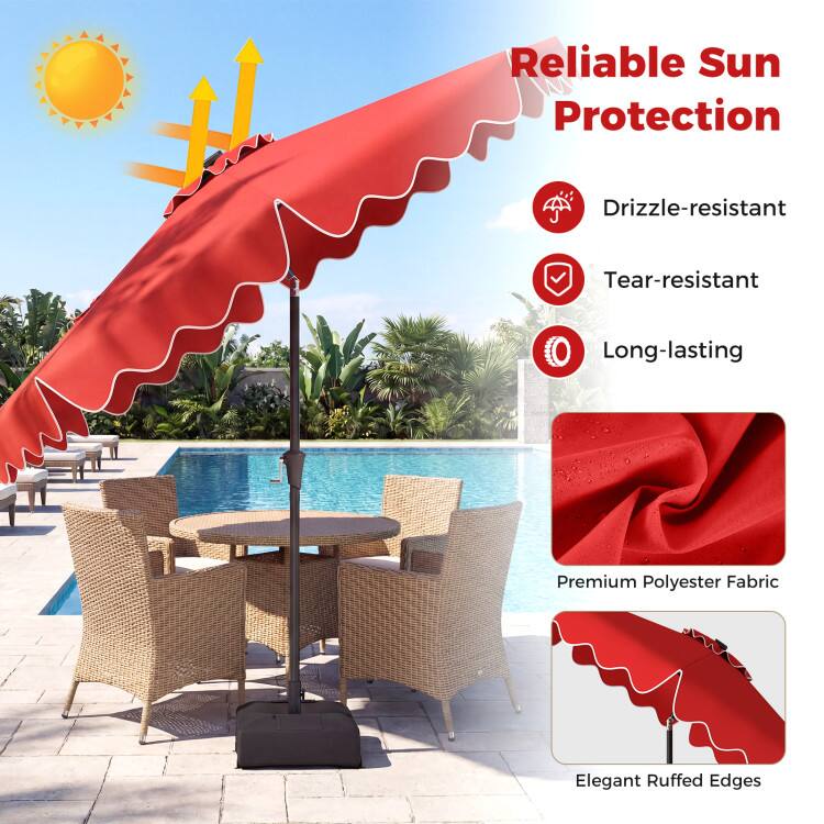 Reliable Sun Protection  
Drizzle-resistant  
Tear-resistant  
Long-lasting  
Premium Polyester Fabric  
Elegant Ruffed Edges