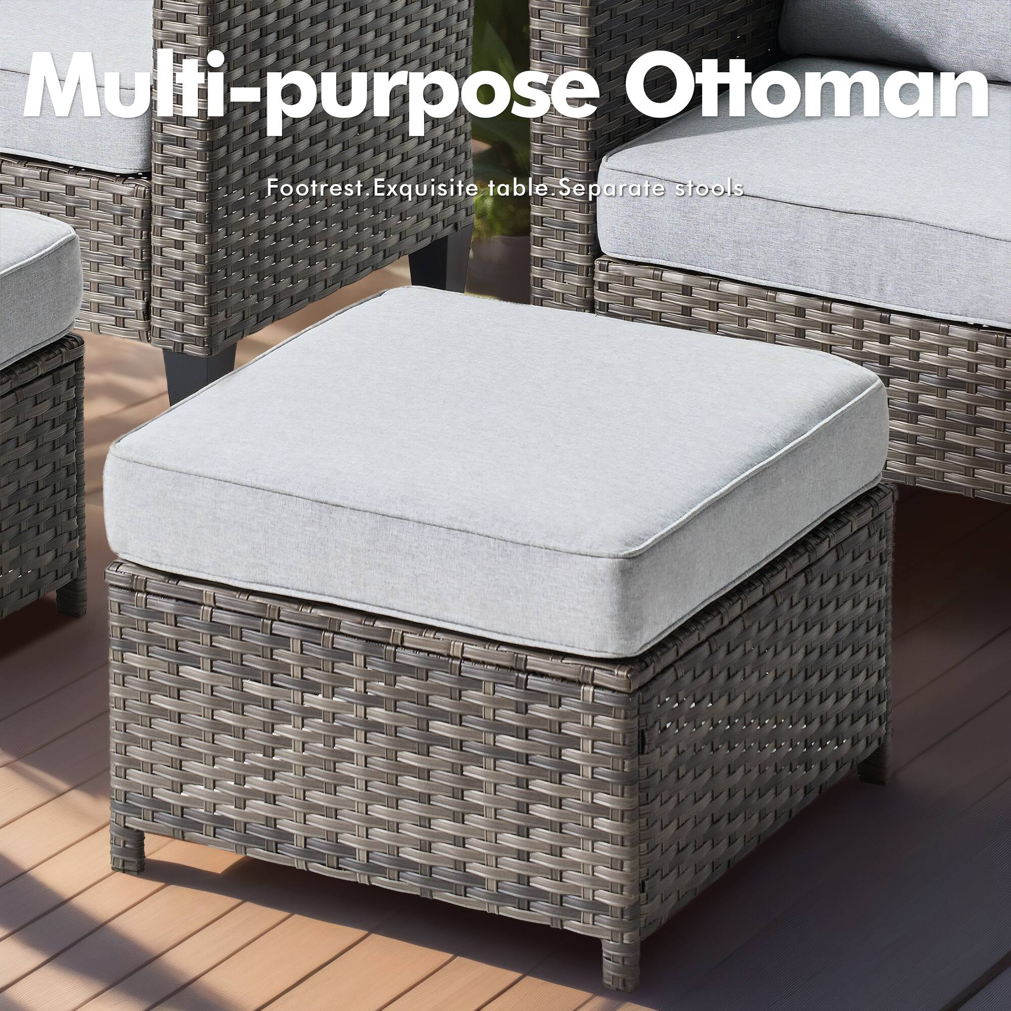 Multi-purpose Ottoman  
Footrest. Exquisite table. Separate stools
