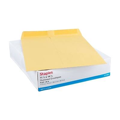 Staples  
11% x 14%  
Gummed Envelopes  
115 x 145 mm (4.5 x 5.7 in)  
25 Envelopes  
Kraft