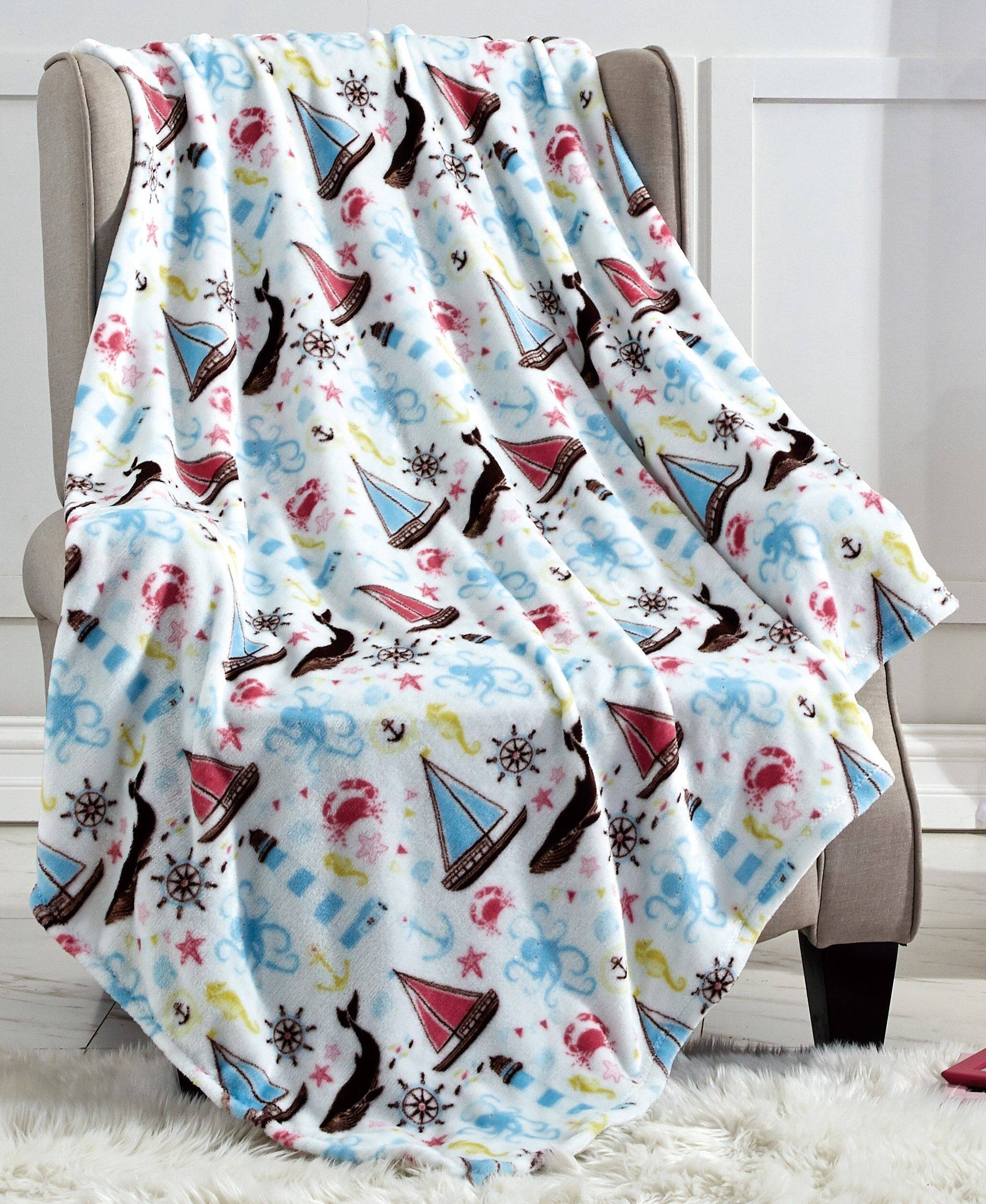 Front. Noble House - Extra Cozy and Comfy Microplush Throw Blanket (50" x 60")Sea Life - Sea Life.