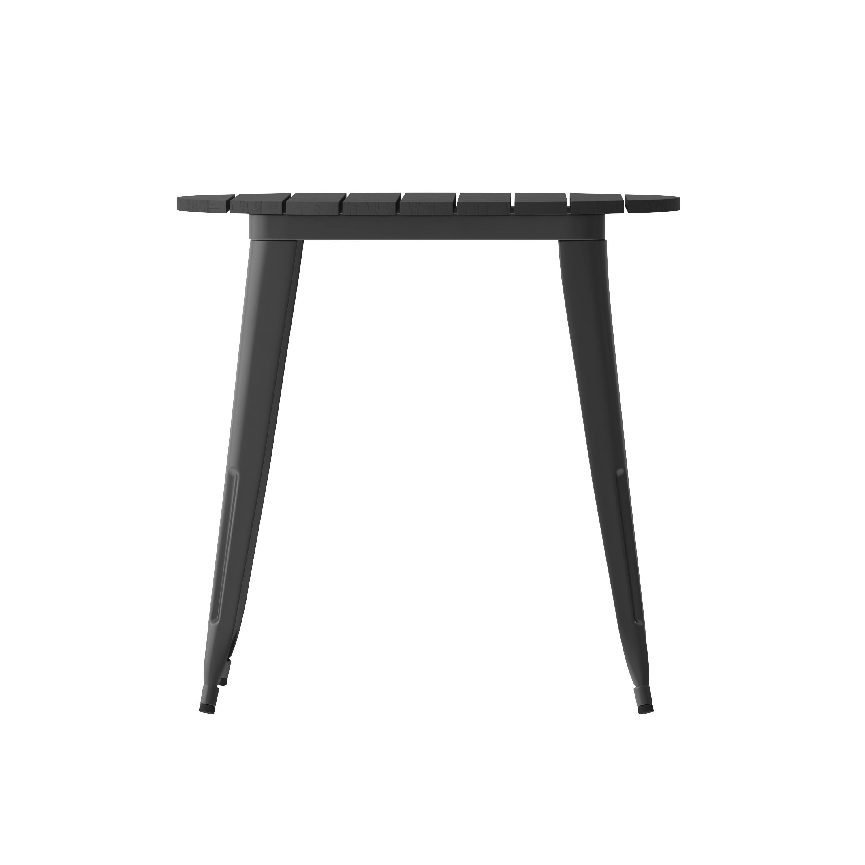 Left. Flash Furniture - Declan Commercial Grade Indoor/Outdoor Dining Table, 30" Round All Weather Black Poly Resin Top with Black Steel Base - Black.