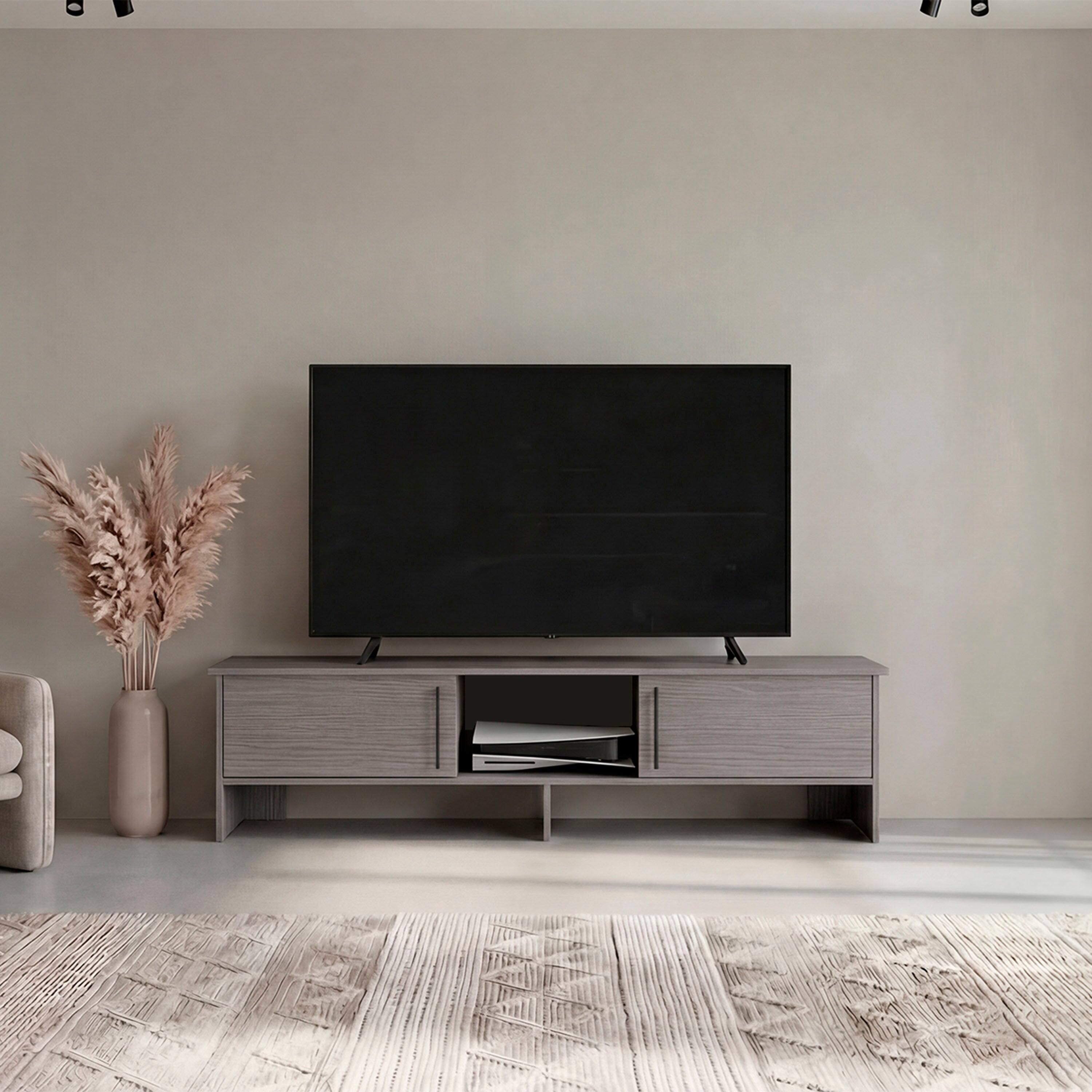 Angle. TuHome - Modern Laminate Wood TV Stand and Entertainment Center, Fits TVs up to 65-Inch - Silver Oak.