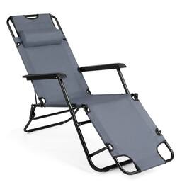 Winado - Folding Lounge Camping Reclining Chair with Removable Pillow, Potable Zero Gravity Chair for Outdoor Indoor Balconies - Gray