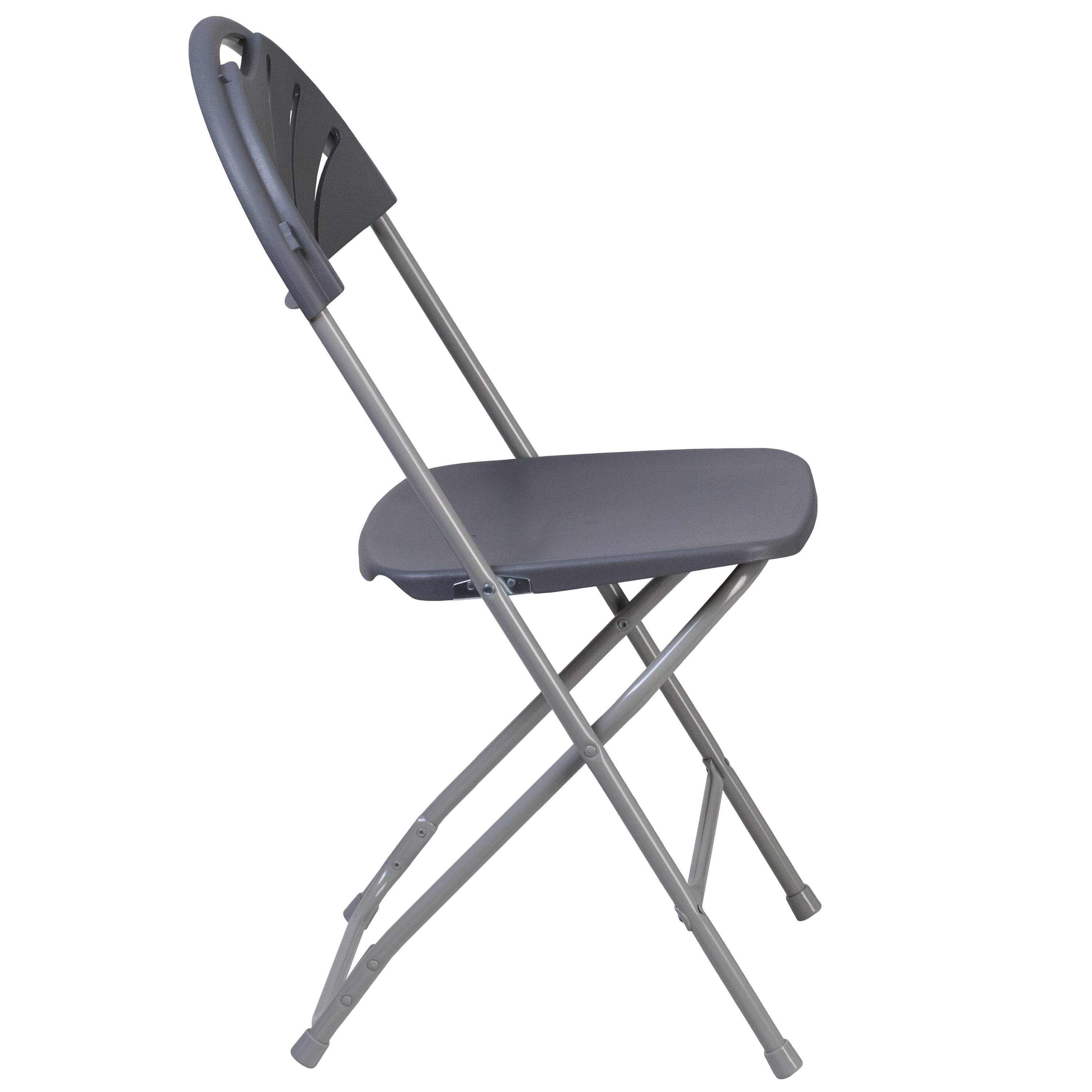 Alt View 7. Emma + Oliver - 2 Pack Wedding Party Event Fan Back Plastic Folding Chair Home Office - Charcoal.