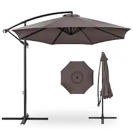 Best Choice Products - 10ft Offset Hanging Outdoor Market Patio Umbrella w/ Easy Tilt Adjustment - Deep Taupe
