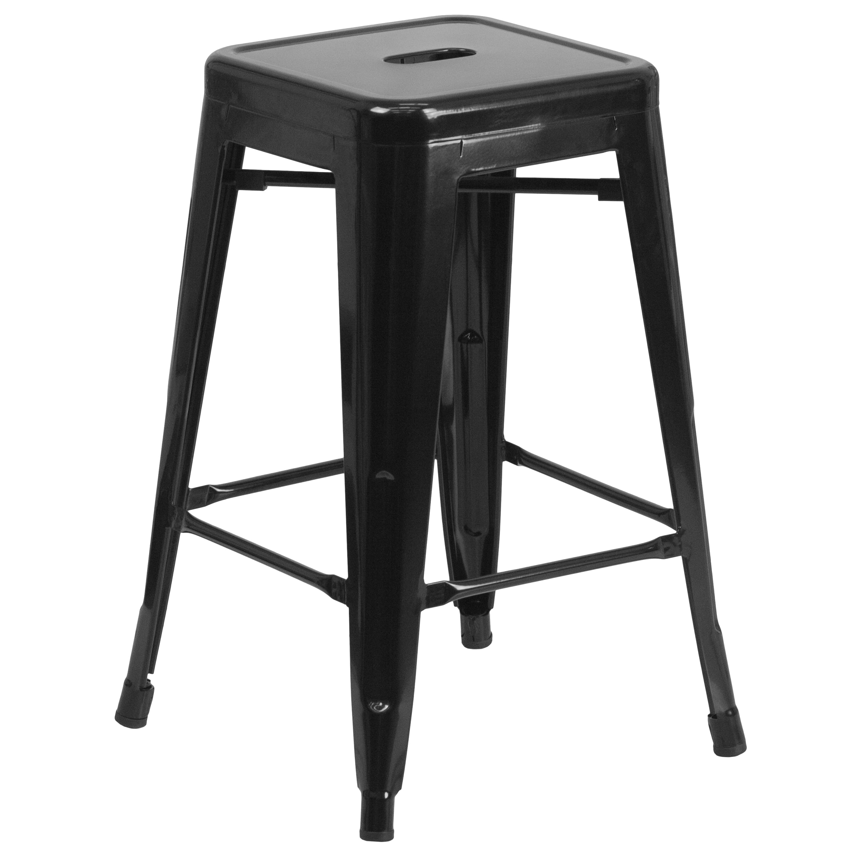 "Alamont Home - Lily Commercial Grade 24""H Backless Metal Indoor-Outdoor Counter Height Stool - Black" price history on PriceWatchPro