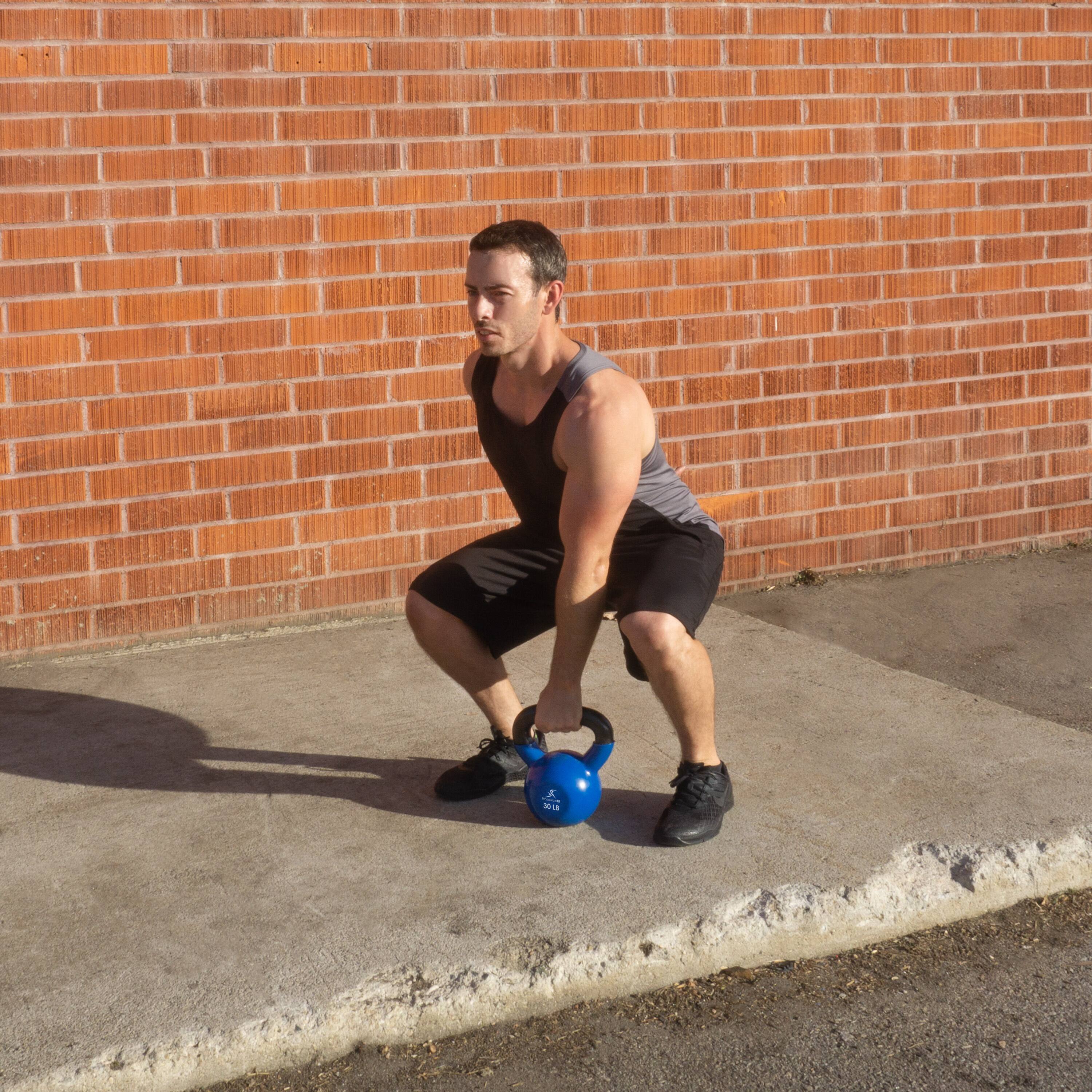 Alt View 1. ProsourceFit - ProsourceFit Vinyl Coated Iron Kettlebell, 30 lbs - Blue.