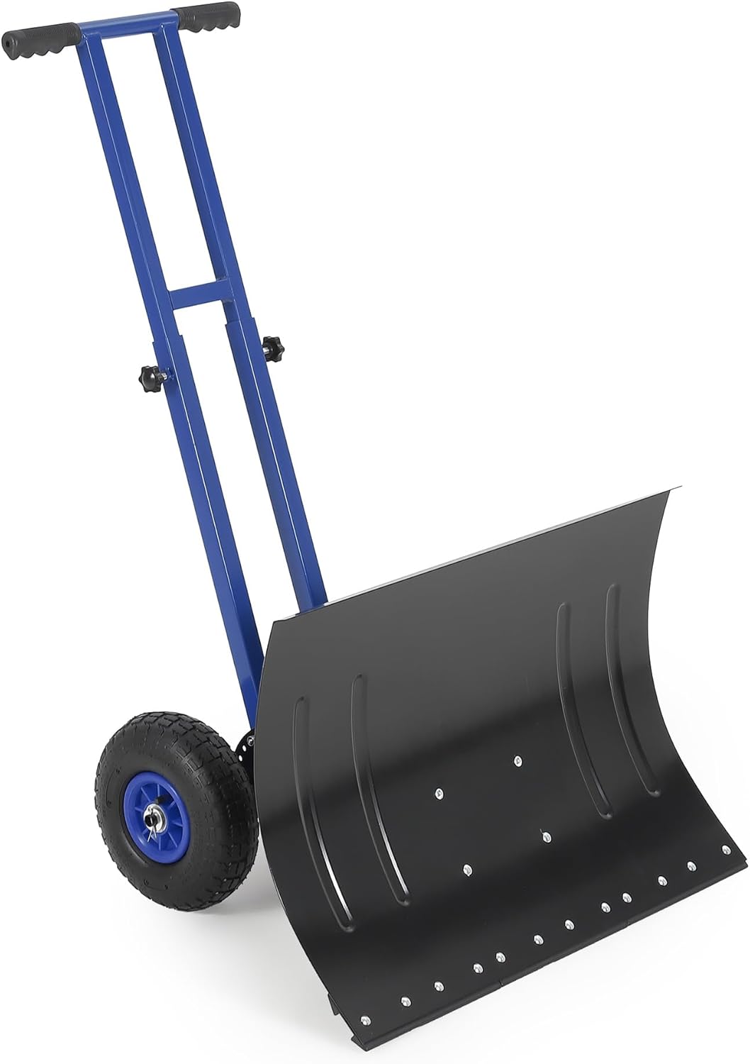 Front. Qeetex - Snow Shovel with 29.13x19.8 in Wide Blade, Heavy Duty Rolling Snow Pusher Shovel with Adjustable Handle, Black & Blue.