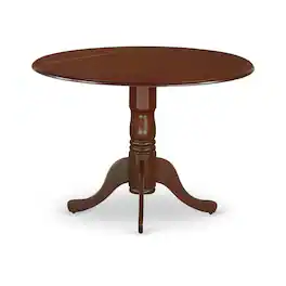 East West Furniture - DLML3-MAH-C 3 PC small Kitchen Table and Chairs set-round Kitchen Table and 2 Dining Chairs - Mahogany