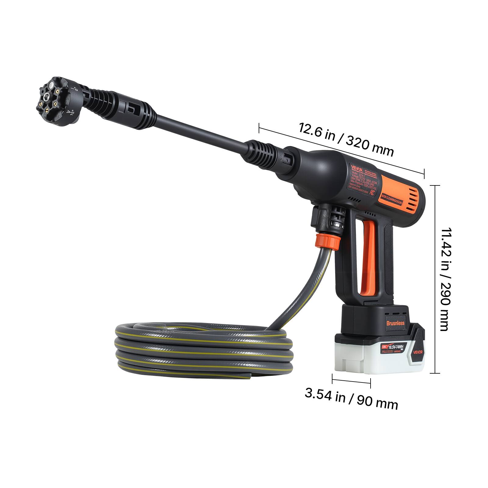 C 12.6 in / 320 mm  
1 V - A ENAES adn g 2.20.  
- Brushless  
- 9  
- 11.42 in / 290 mm  
- 3.54 in / 90 mm