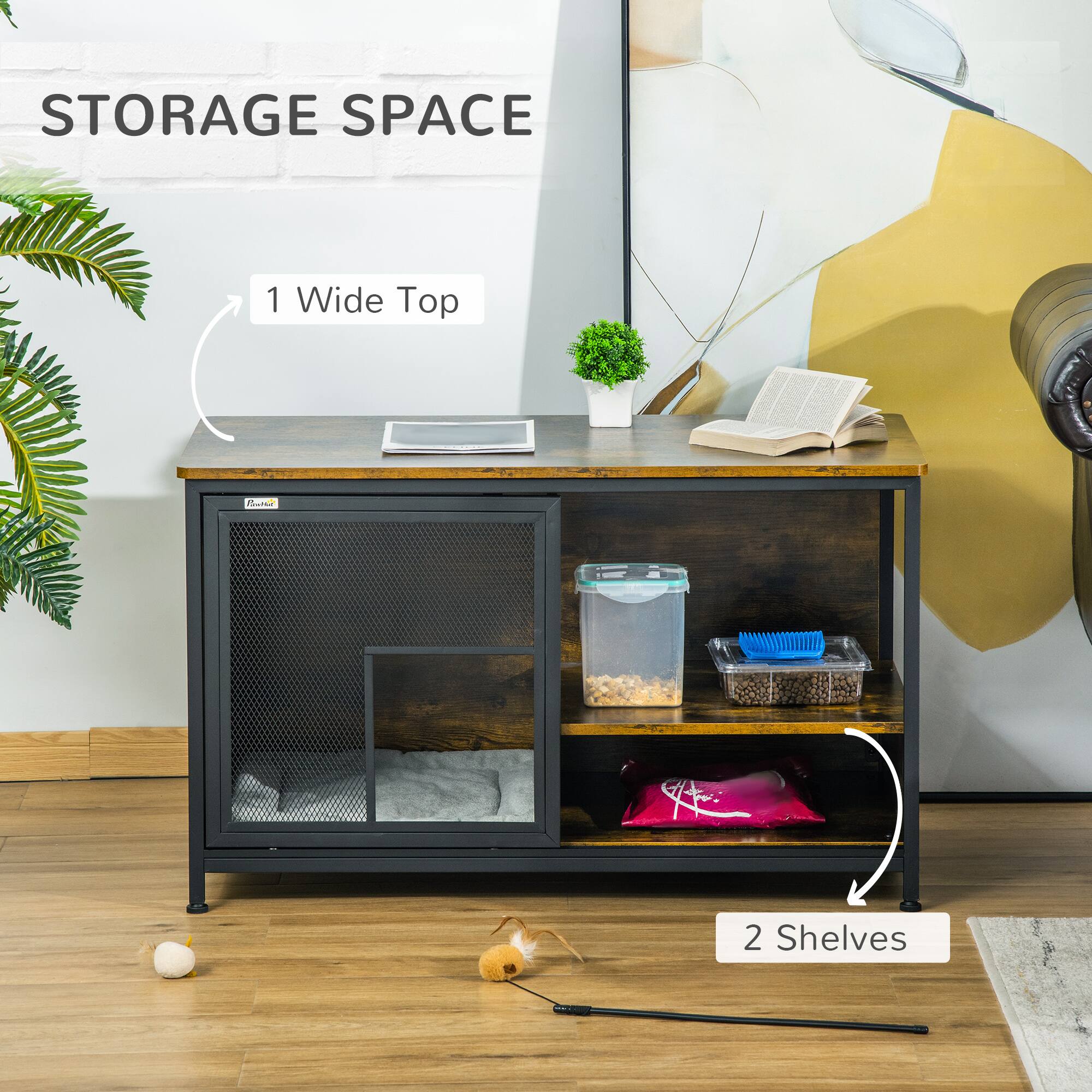 STORAGE SPACE

1 Wide Top

2 Shelves