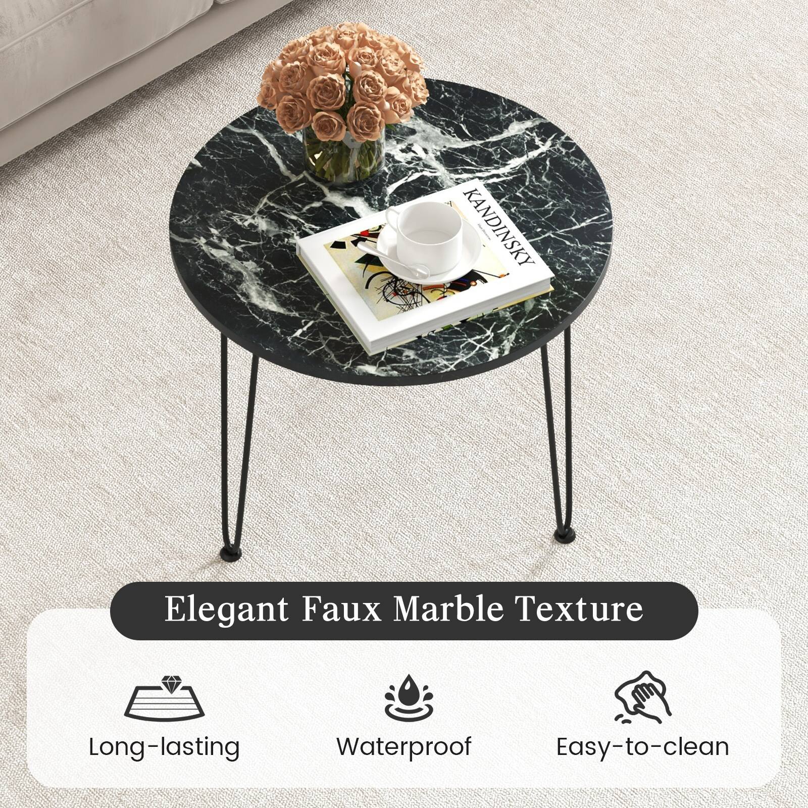 KANDINSKY, Elegant Faux Marble Texture, Long-lasting, Waterproof, Easy-to-clean