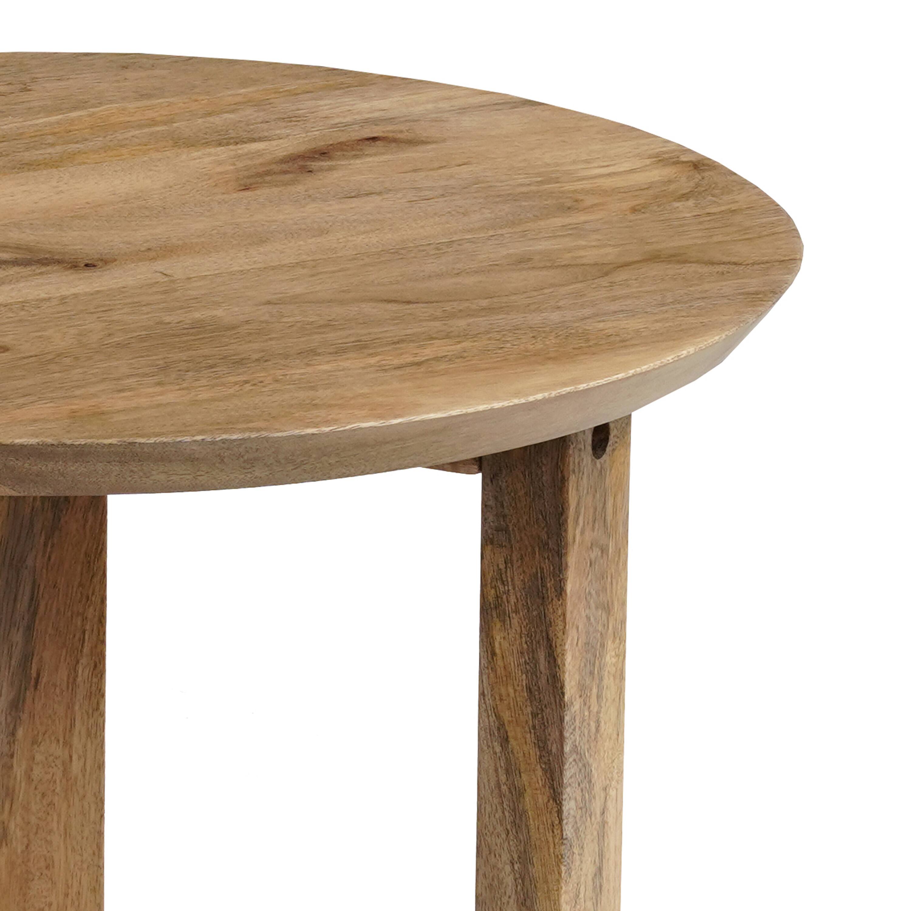 Alt View 1. Manhattan Lane - Nina 18.5" Round Handcrafted Side End Table | Natural Brown Mango Wood - Brown.