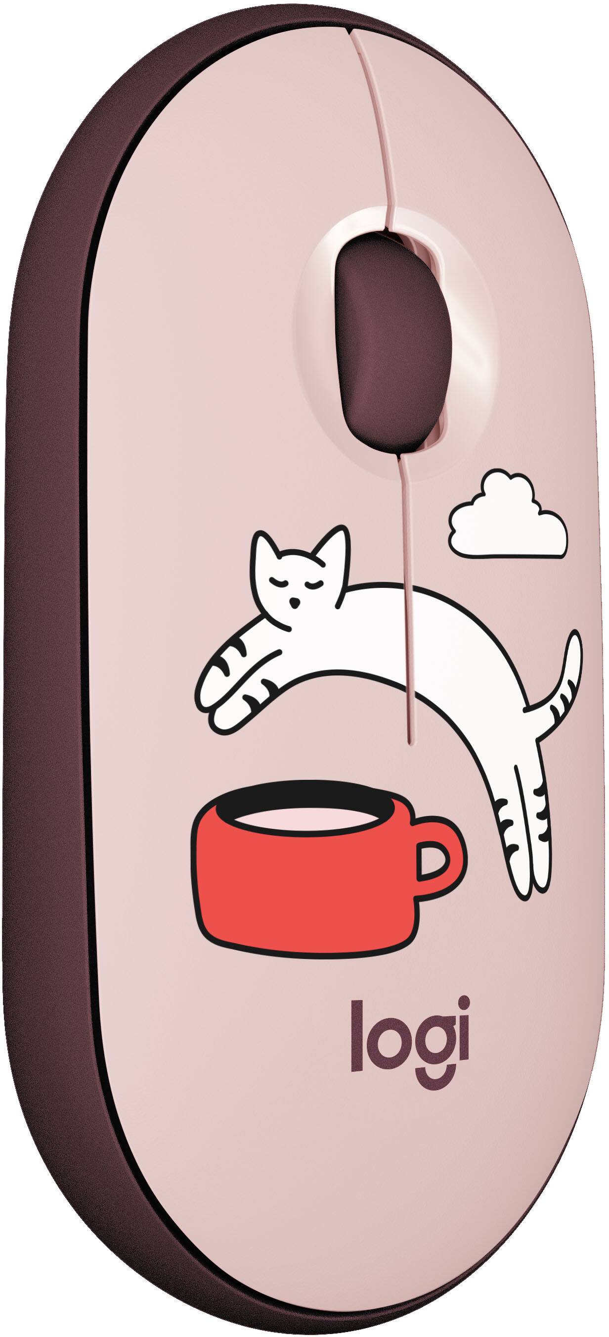 Alt View 1. Logitech - Logitech Pebble Mouse 2 M350s Slim Bluetooth Wireless Mouse with Customizable Button and Quiet Clicks - Coffee Cat.