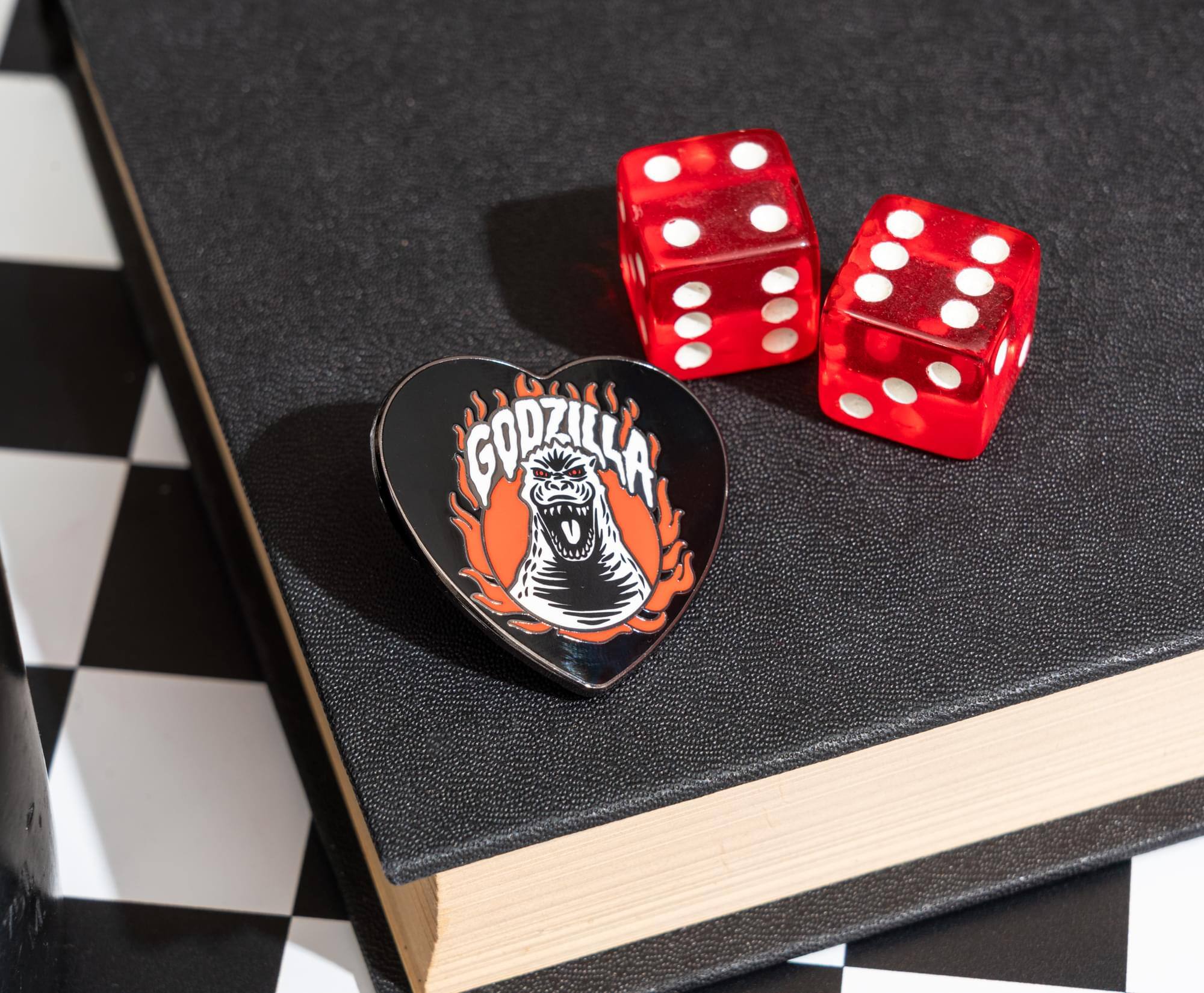 Alt View 4. SalesOne LLC - Godzilla Heart-Shaped Enamel Pin - Black.