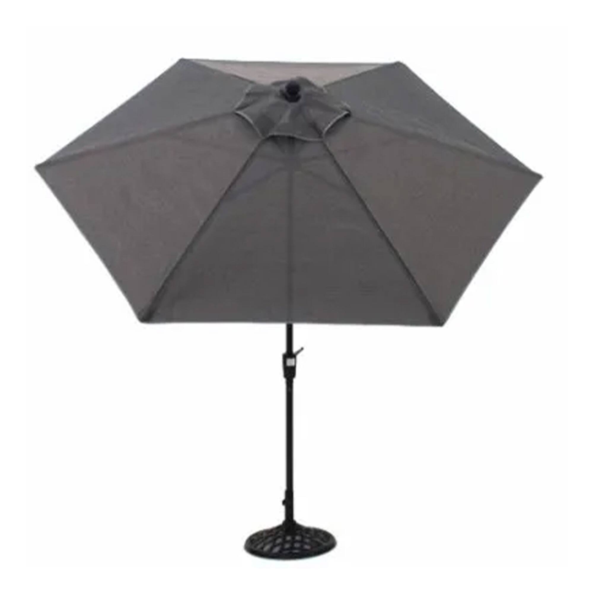 Front. Four Seasons Courtyard - Four Seasons Courtyard 9 Foot Norwalk Market Umbrella with Push Button Tilt - Gray.