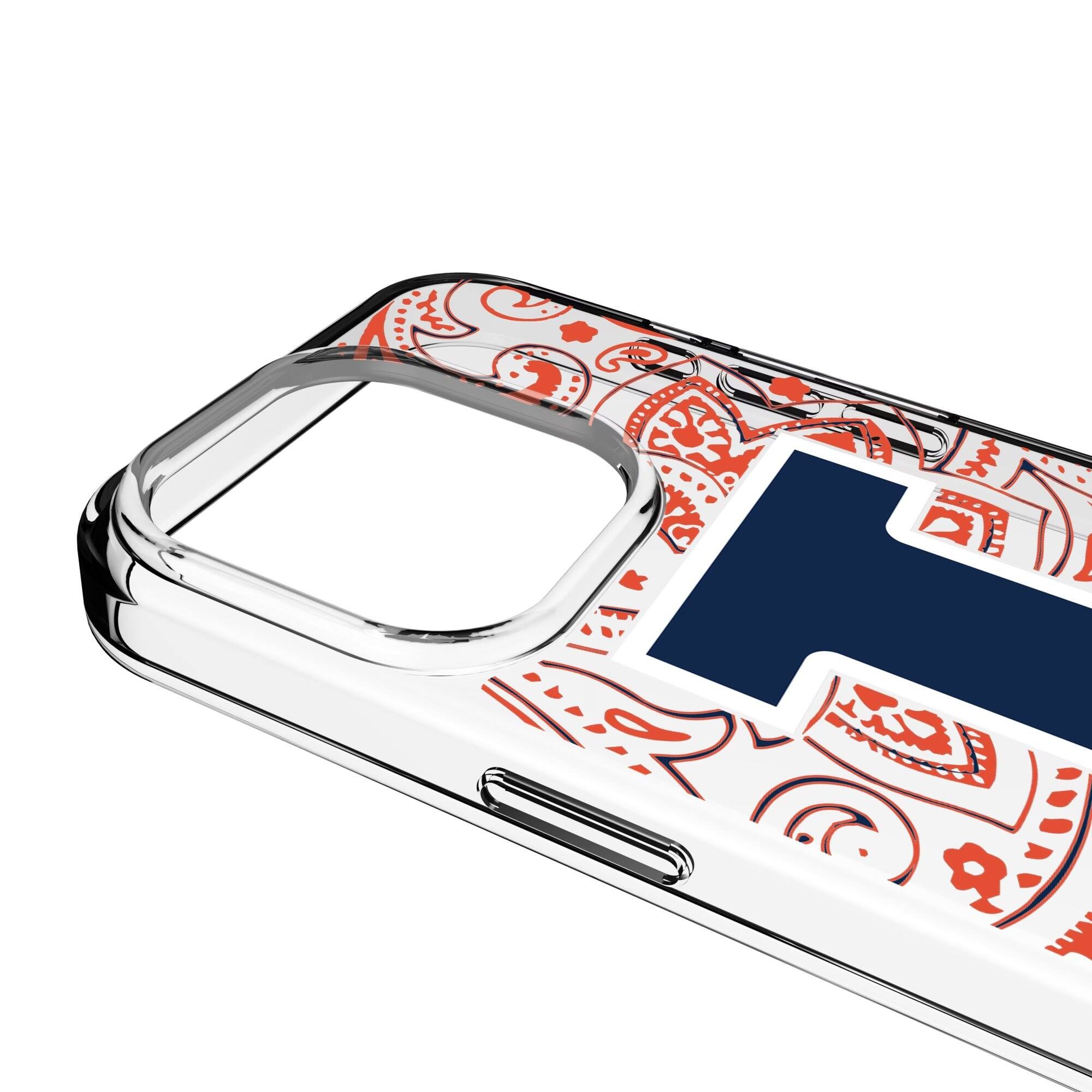Alt View 2. Keyscaper - Illinois Fighting Illini iPhone Paisley Design Clear Case - 14 Plus - Multicolor.
