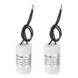 Unique Bargains - 2pcs 3uF CBB60 Running Capacitor, AC 250V Cylinder 2 Wire for Air Conditioner, Compressor, Washing Machine - White