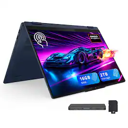 Lenovo - IdeaPad 5 16" 2-in-1 Touchscreen Laptop,Ryzen AI 7 350,16GB RAM,1TB SSD+1TB Dock Set,Radeon 860M,Win 11 - Blue