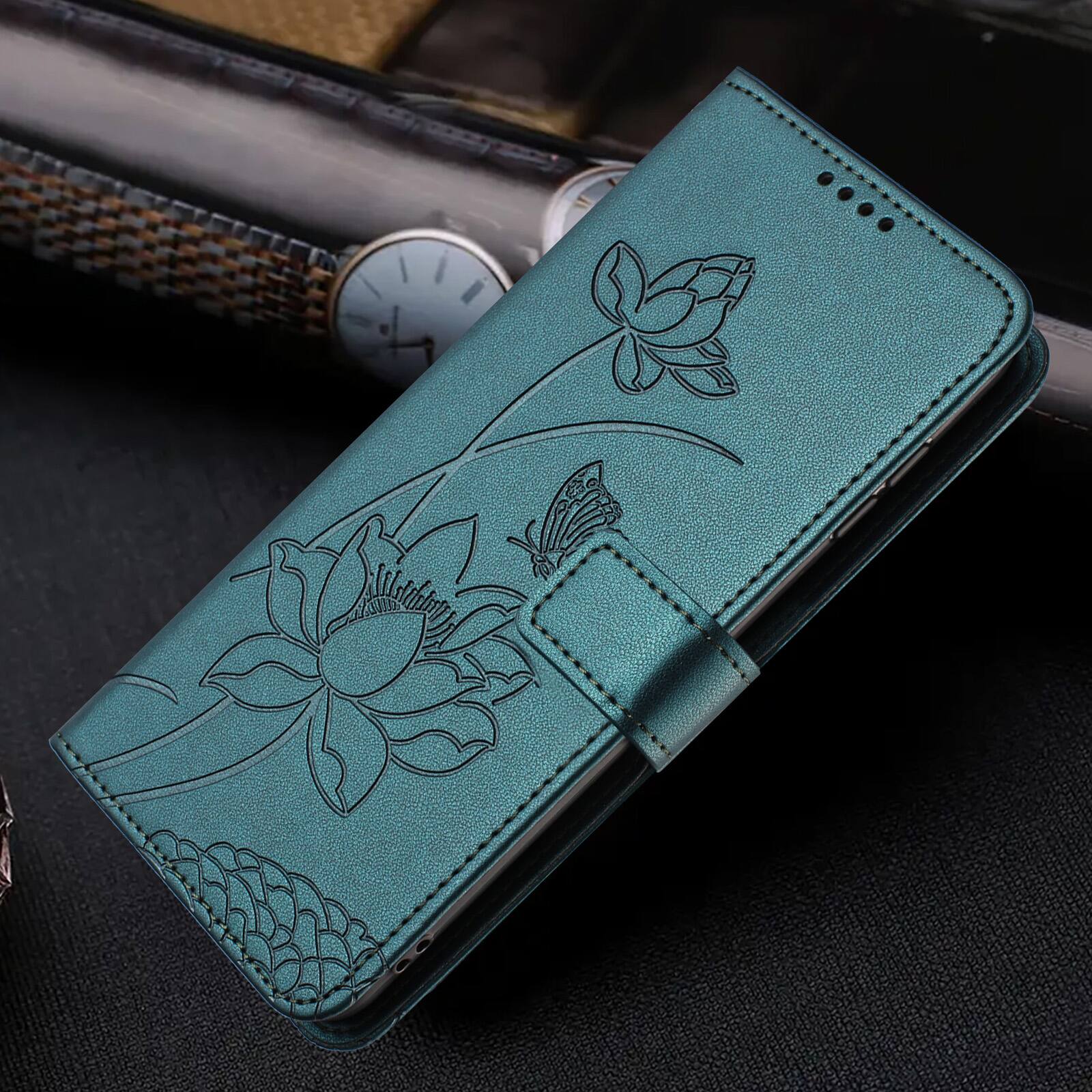 Alt View 5. Dteck - Shockproof Wallet Case for Samsung Galaxy A16 5G with Detachable Wrist Strap, Protective PU Leather Folio Stand Cover - Darkgreen.