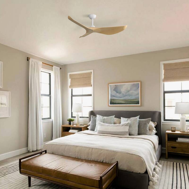 Alt View 10. Sofucor - Sofucor Ceiling Fan No Lights 52 Inch Mordern Ceiling Fan with Remote Farmhouse Bedroom Living Room Outdoor Patio Porch - White Yellow.