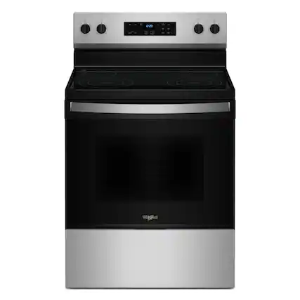 Front. Whirlpool - 30 in. Wide 4 elements Electric Range with No Preheat Mode - Stainless Steel.