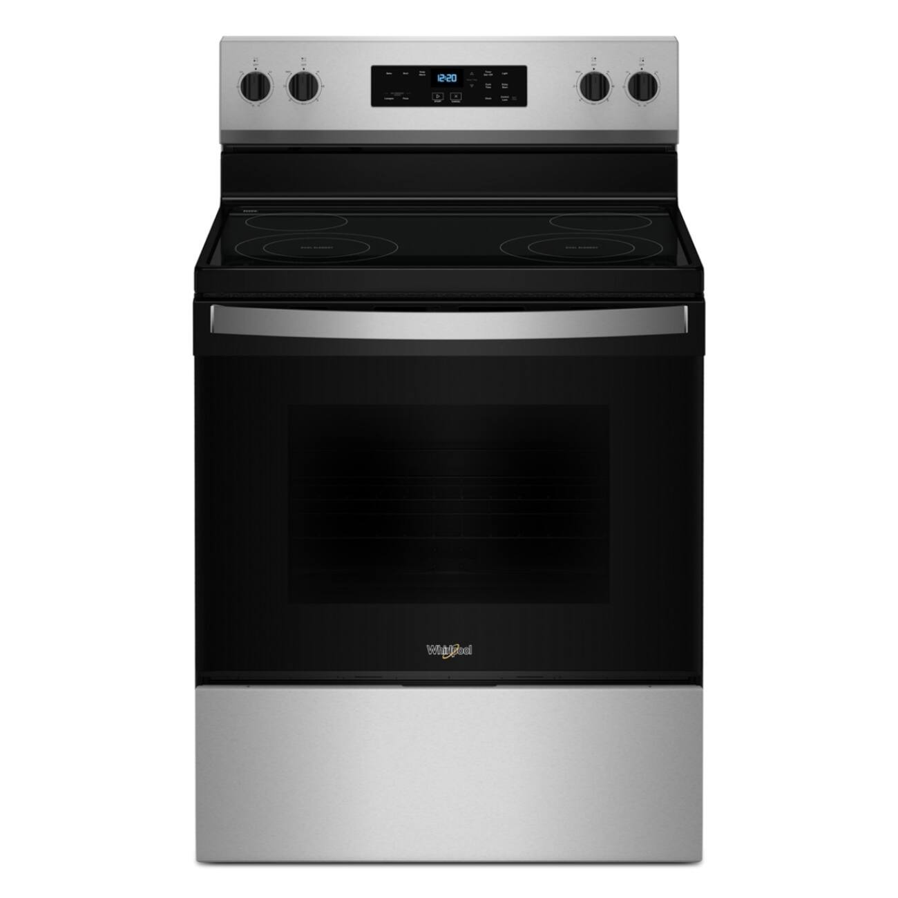 Front. Whirlpool - 30 in. Wide 4 elements Electric Range with No Preheat Mode - Stainless Steel.