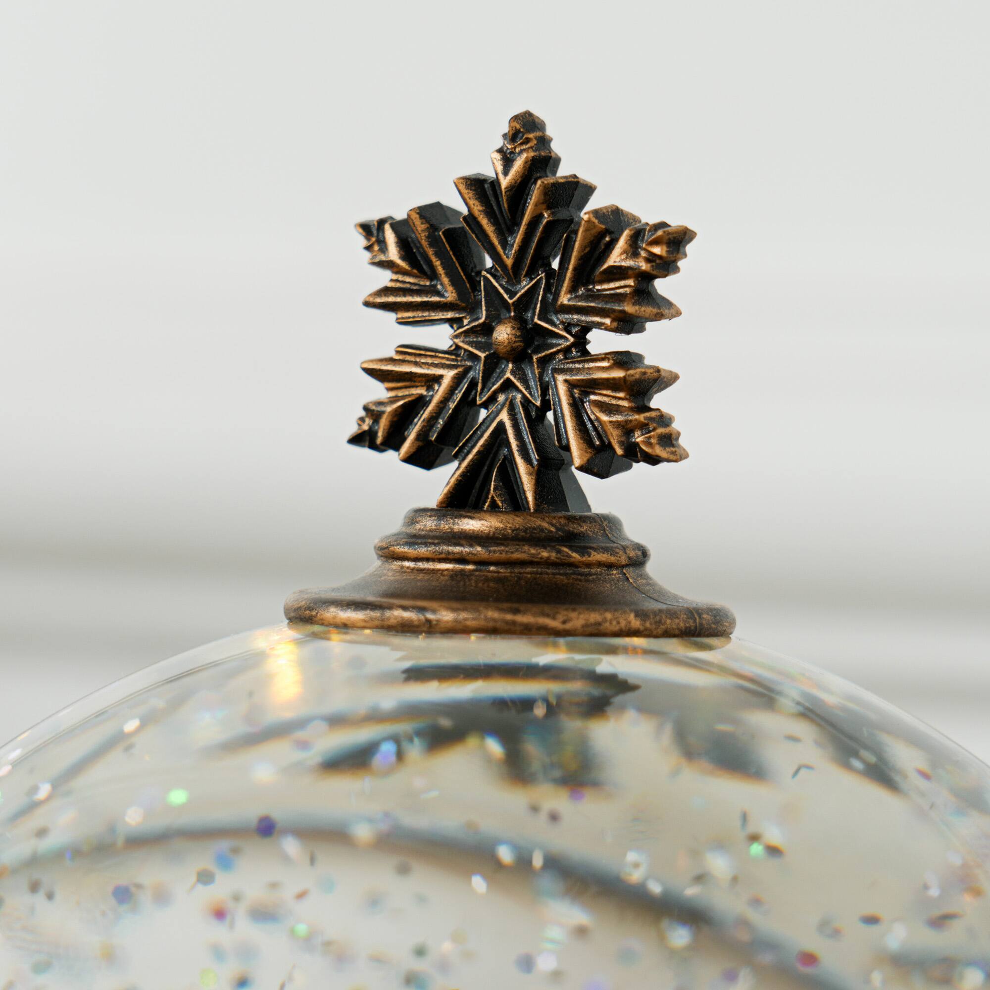 Alt View 4. Homcom - Christmas Snow Globe with Light, Musical Snow Globe with Swirling Glitter, Battery Operated Christmas Decoration - Bronze.