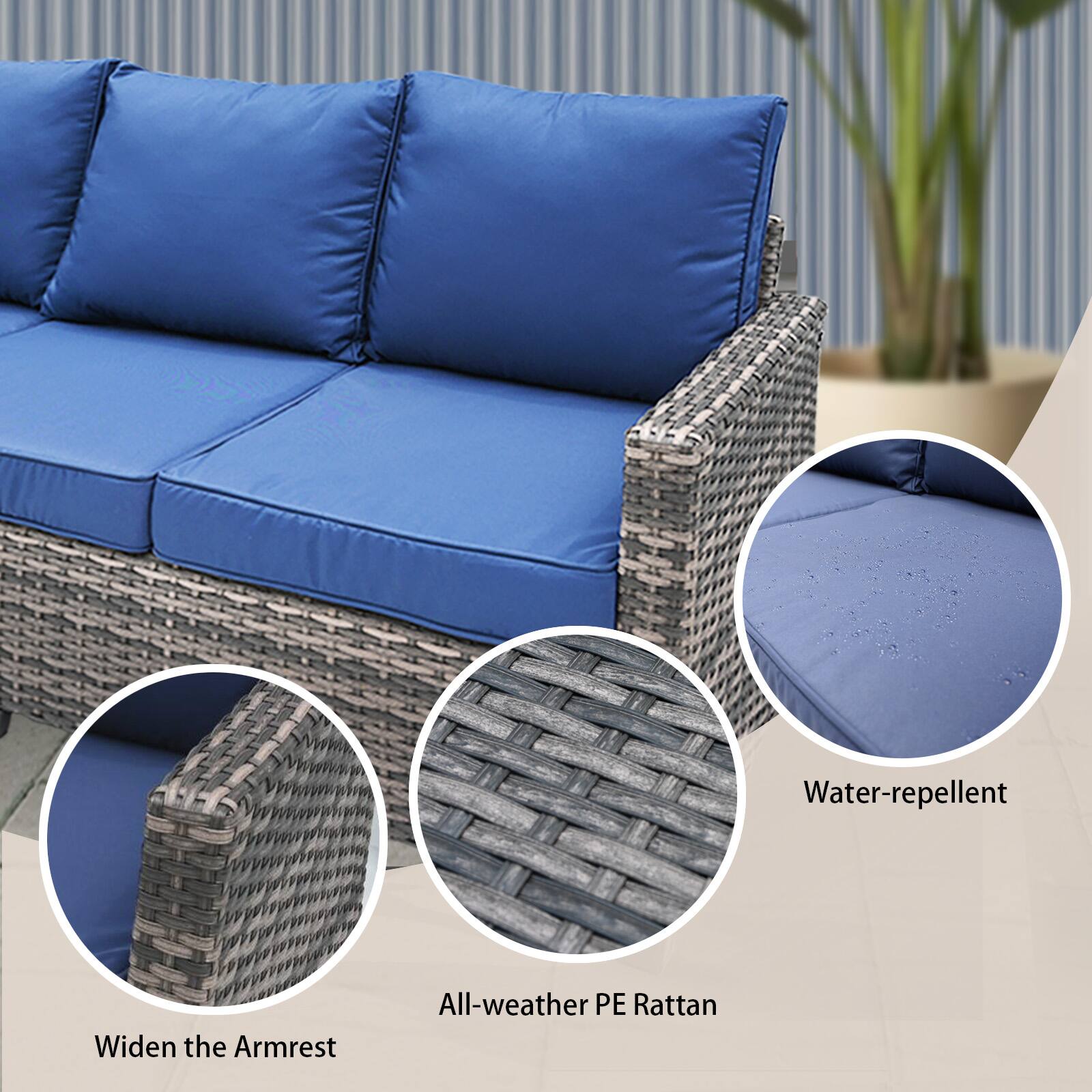 Water-repellent, All-weather PE Rattan, Widen the Armrest