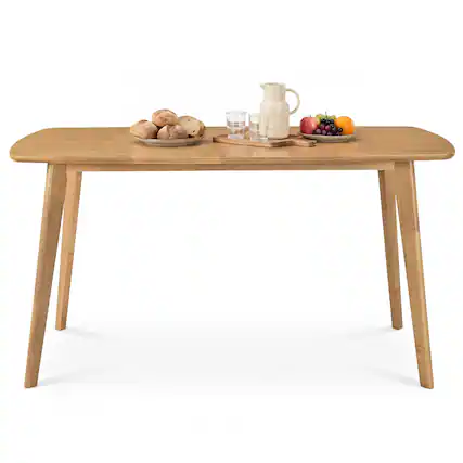 Front. Costway - Costway 55" Solid Wood Dining Table with Rounded Edges, Heavy-duty, Loads up to 220 Lbs - Natural.