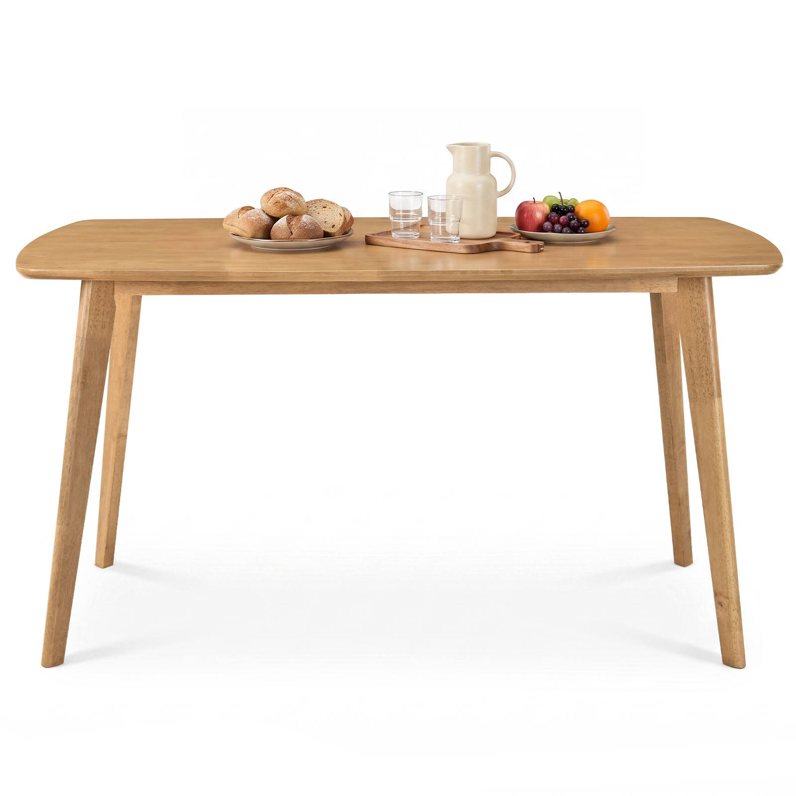 Costway - 55" Solid Wood Dining Table with Rounded Edges, Heavy-duty, Loads up to 220 Lbs - Natural