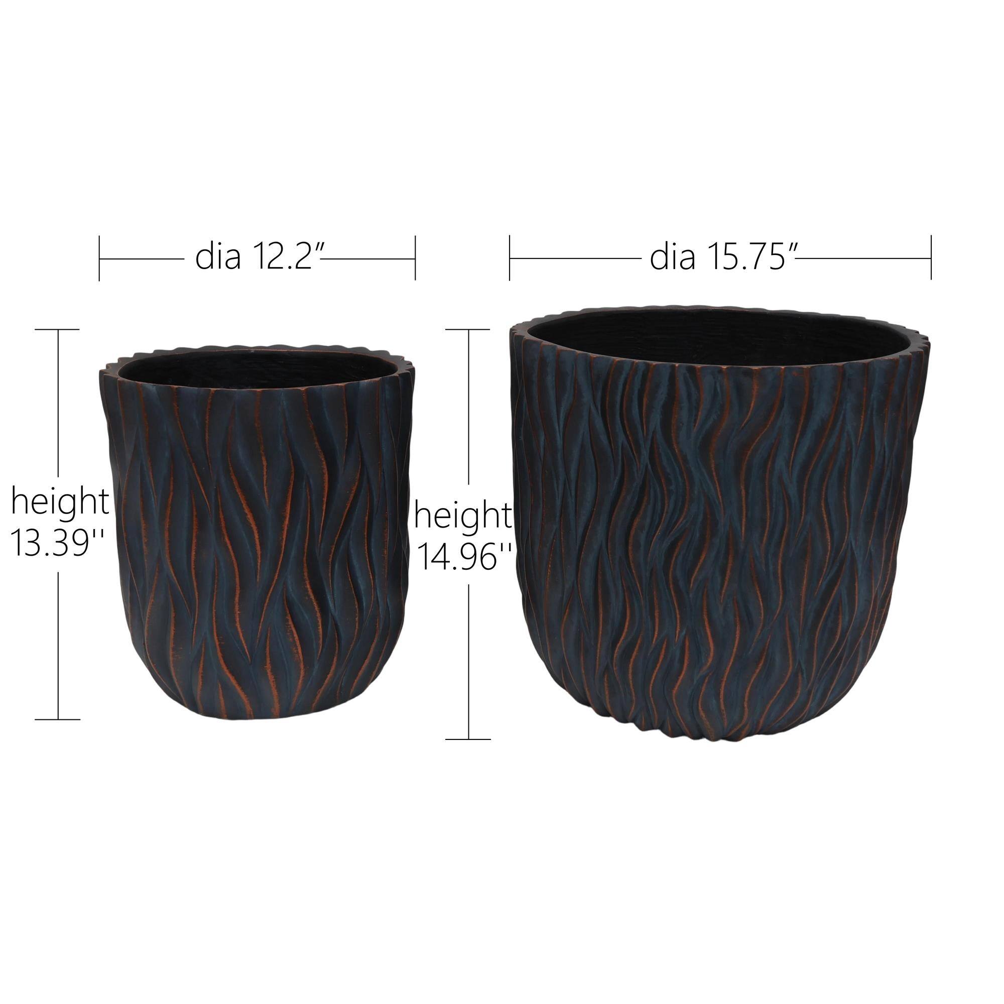 dia 12.2"  
dia 15.75"  
height 13.39"  
height 14.96"
