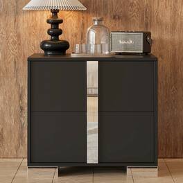 Bestier - Mirrored Nightstand with 2 Drawers, Modern Side Table with Storage for Bedroom, End Table for Living Room - Black