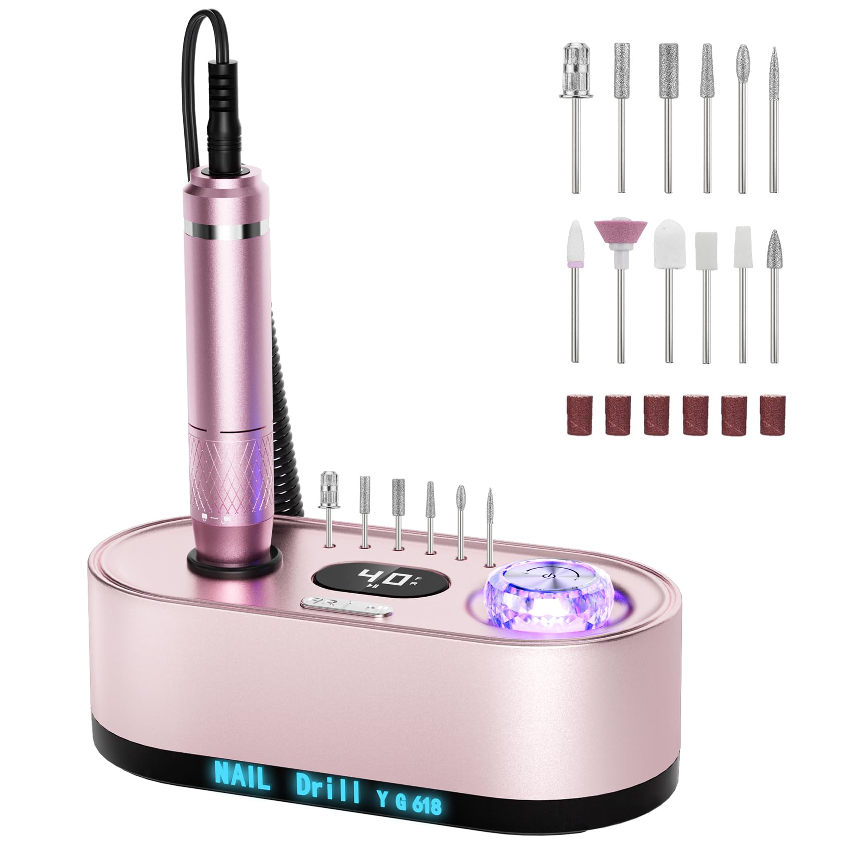 Stylel Star - Nail Set Beginner Drill UV Light Acrylic Powder Gel Polish Cordless 40000RPMNail Machine:professionaldrill