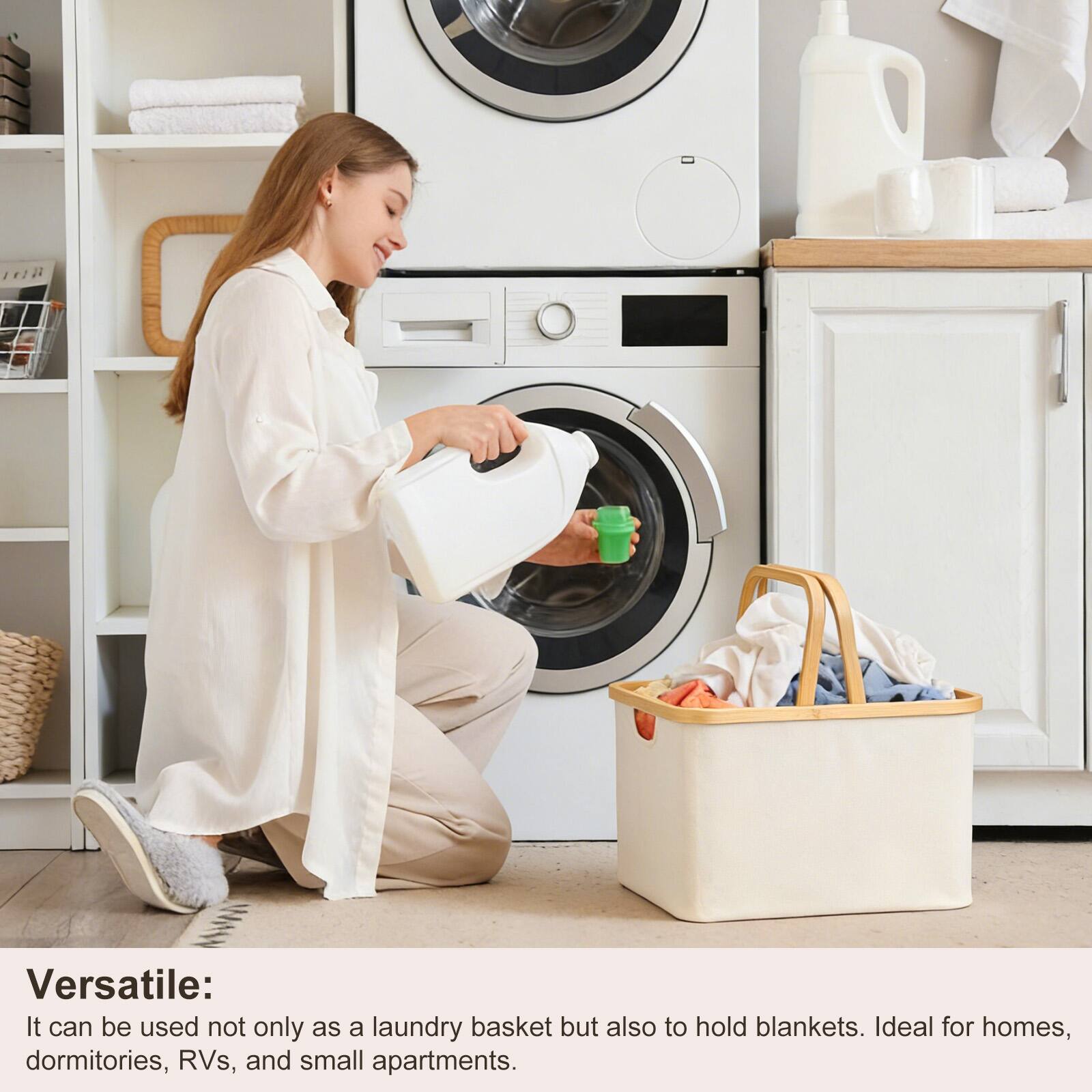 Versatile: It can be used not only as a laundry basket but also to hold blankets. Ideal for homes, dormitories, RVs, and small apartments.